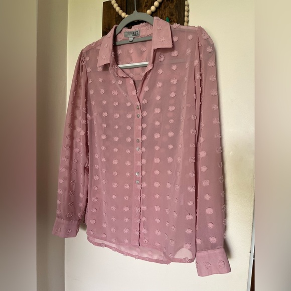 KUT from the Kloth Flowy Mauve Button Down Long Sleeve Blouse, Women’s Sz S - Picture 7 of 14